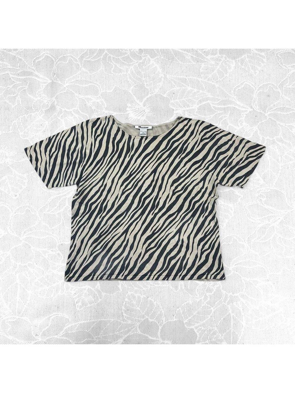 Nygard Collection Petite Large Zebra Print Silk Blend Top - L (14-16)